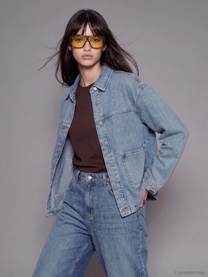 Lc Waikiki Yeni Sezon Mavi Oversize Kadın Jean Gömlek Ceket