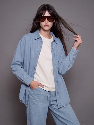 Lc Waikiki Yeni Sezon Mavi Oversize Kadın Jean Gömlek