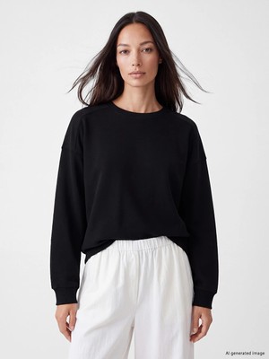 Lc Waikiki Yeni Sezon Siyah Oversize Kadın Kalın Sweatshirt