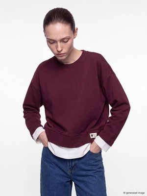 Lc Waikiki Yeni Sezon Mürdüm Oversize Kadın Sweatshirt