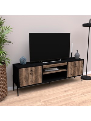 Bimossa D1540 Juno 160CM Siyah-Lidya Tv Ünitesi Yonga Levha Modern Tasarım 35 cm Derinlik