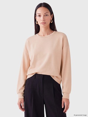 Lc Waikiki Yeni Sezon Kahverengi Oversize Soft Touch Kadın Sweatshirt