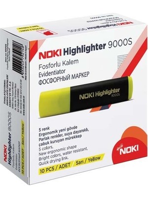 Noki Sarı 10'lu Fosforlu Kalem Parlak Renkler ve Ergonomik Yapı ile Sınıfının En İyisi