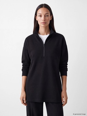 Lc Waikiki Yeni Sezon Siyah Oversize Soft Touch Kadın Sweatshirt Tunik