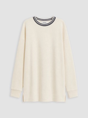 Lc Waikiki Yeni Sezon Ekru Oversize Soft Touch Kadın Sweatshirt Tunik