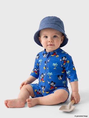 Lc Waikiki Yeni Sezon Mavi Mickey Mouse Baskılı Erkek Bebek Tulum Mayo