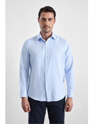 Süvari Buz Mavi Regular Klasik Yaka Casual Gömlek
