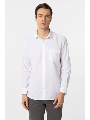 Süvari Beyaz Regular Klasik Yaka Casual Gömlek