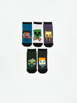 Lc Waikiki Yeni Sezon Karışık Minecraft Baskılı Erkek Çocuk Patik Çorap 5'li