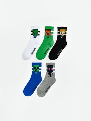 Lc Waikiki Yeni Sezon Karışık Minecraft Desenli Erkek Çocuk Soket Çorap 5'li