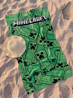 Lc Waikiki Yeni Sezon Karışık Minecraft Baskılı Plaj Havlusu 70X150 cm