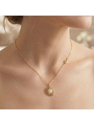 Takı925 925 Ayar Gold Güneş Gümüş Kolye