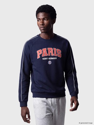 Lc Waikiki Yeni Sezon Lacivert Paris Saint-Germain Baskılı Erkek Sweatshirt