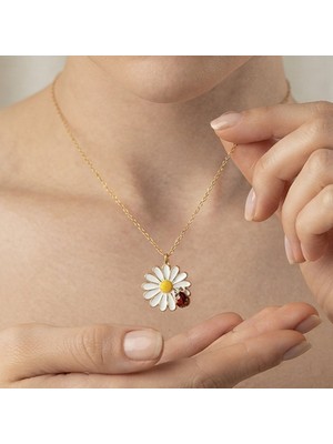 Takı925 925 Ayar Gold Uğur Böcekli Gümüş Kolye