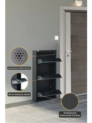 Arpelia Metal Ayakkabılık 3’lü Antrasit