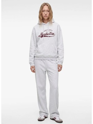 Koton Beyaz Kadın Kapüşonlu Oversize Baskılı Sweatshirt 7WAL10093IK