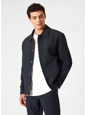 Back And Bond Lacivert Erkek Regular Fit Kareli Ceket BCT5501200000
