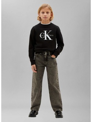 Calvin Klein Siyah Erkek Baskılı Sweatshirt LV1CKTJB07BEH-CK Erkek Çocuk Sweat