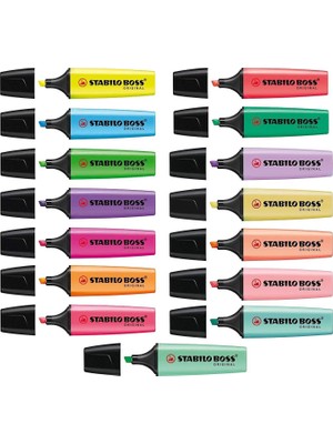 Stabilo Boss 15'li Pastel + Neon Fosforlu Kalem Seti Tüm Renkler ile Çizgi Genişliği 2.0-5.0mm