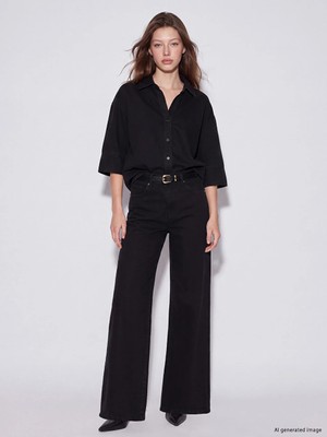 Lc Waikiki Yeni Sezon Siyah Petite Wideleg Kadın Jean Pantolon