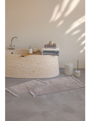 İrya Belina 2'li Takım Bambu Banyo Paspası 40X60+60X90 cm Küllü Gri