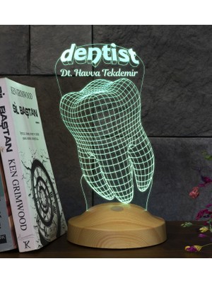 Sevgi Lambası Diş Hekimi İçin 3D Dentist LED Lamba - Diş Doktoruna Özel, Dünya Diş Hekimleri Günü Hediyesi, İsimli Kişiye Özel Tasarım