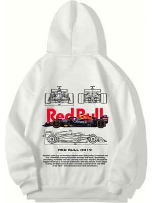 Brz Collection Unisex Oversize Redbull RB19 Hoodie (Beyaz)