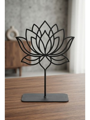 Bafidica Metal Lotus Çiçeği Masaüstü Heykel Dekoratif Obje Siyah Aksesuar Metal Dekoratif Biblo