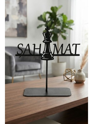 Bafidica Satranç Severlere Şah Mat Temalı Metal Masaüstü Heykel Siyah Dekoratif Aksesuar