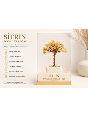 Bak Gel Al Citrina Gold™ Sitrin Doğal Taş Ağaç | El Yapımı Dekoratif Masaüstü Objesi