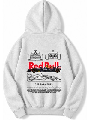 Brz Collection Unisex Oversize Redbull RB19 Hoodie (Açık Gri)
