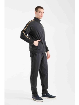 Lacoste Şeritli Füme Regular Fit  Mevsimlik Ince Eşofman  Takımı