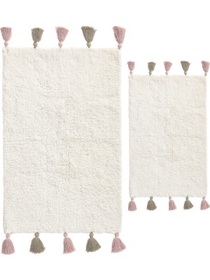 İrya Loli 2'li Takım %100 Pamuk Banyo Paspası 40X60+60X90 cm Ekru