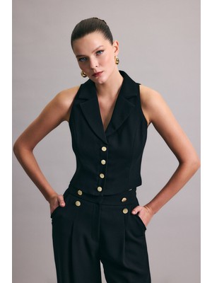 Sateen Eva Yelek - Siyah