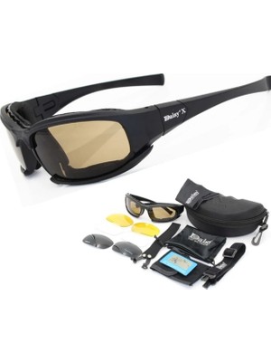 Schulzz Daisy X7 UV400 Polarize Değişebilir Lensli Motorsiklet Gözlüğü Outdoor Kullanım İçin Siyah