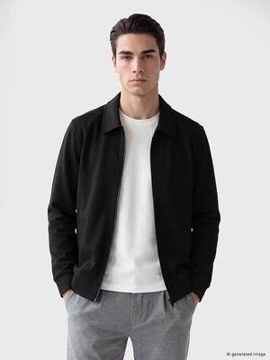 Lc Waikiki Yeni Sezon Siyah Polo Yaka Erkek Fermuarlı Sweatshirt