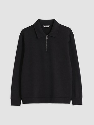 Lc Waikiki Yeni Sezon Siyah Polo Yaka Erkek Sweatshirt
