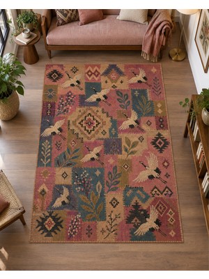 Rugs Modern Halı Mira Forma 2 Özel Tasarım Kahverengi, Bordo ve Antrasit Ince Dokuma Salon Halısı