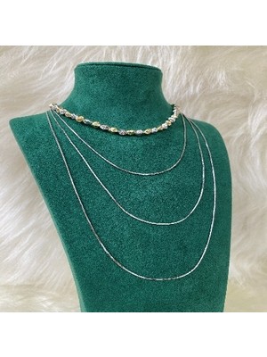 Sizu Accessory Iki Renkli Dorika Top ve Minimal Üçlü 2'li Kolye Seti