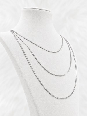 Sizu Accessory Minimal Üçlü Kararmaz Gümüş Renk Kolye