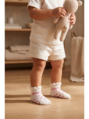Bony Socks Kız Bebek Benekli Step Çorap Beyaz