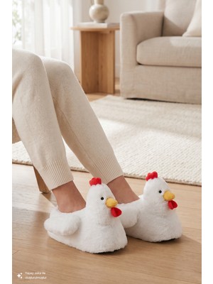 Twigy Chicken Kadın, Garson Boy Hayvanlı Panduf Beyaz 36/41
