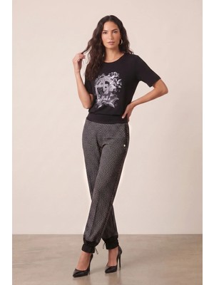 Guitar Casual Siyah Penye T-Shirt