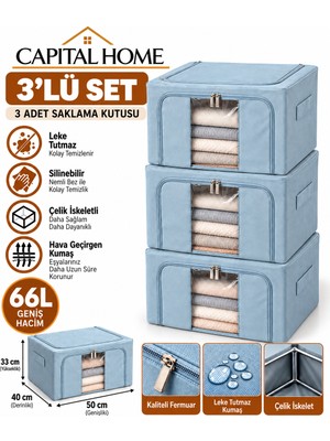 Capital Home 3 Lü Hurç Seti Çelik Iskeletli+ Şeffaf Pencereli+Çift Fermuarlı