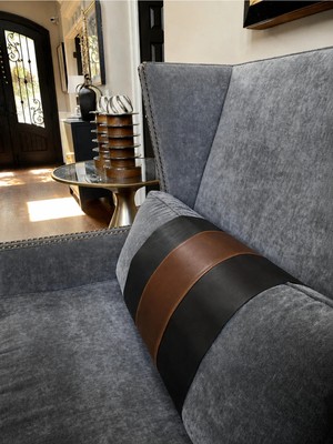 LWA Leather Eskitme Görünümlü Deri Kanepe Örtüsü, El Yapımı Kişiselleştirilmiş Kanepe ve Masa Örtüsü, Birinci Sınıf Deri Iki Tonlu Kanepe Örtüsü