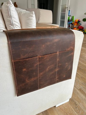 LWA Leather Deri Koltuk Kolçak Düzenleyici, Dergiler, Tabletler, Uzaktan Kumandalar, Kitaplar ve Aksesuarlar Için 5 Cepli El Yapımı