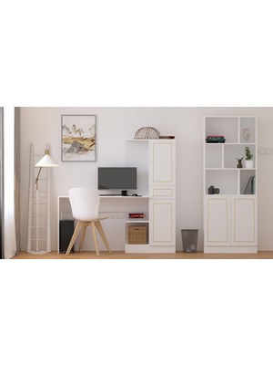 Rabi Mobilya Gold Country Modern Tasarımlı Çalışma Masası Suntalam Malzeme ile Dayanıklı Yapı