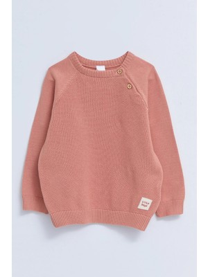 LC Waikiki Lcw Baby Pembe Bisiklet Yaka Kendinden Desenli Erkek Bebek Triko Kazak