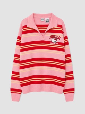 Lc Waikiki Yeni Sezon Pembe Polo Yaka Hello Kitty Nakışlı Kız Çocuk Kazak