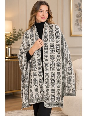 Balis Pijama Kadın Kışlık Şal Atkı Desenli Sıcak Tutan Örme Atkı Günlük Kullanım Omuz Şalı